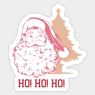 Retro Vintage Pink Santa Claus - Santa And Tree Sticker